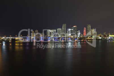 miami city skyline panorama at night