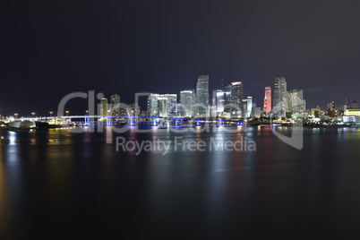 miami city skyline panorama at night