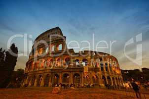 colosseum in rome, italy during sunset