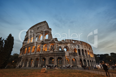 colosseum in rome, italy during sunset