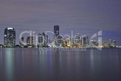 miami city skyline panorama at twilight