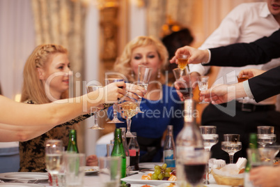 friends raising their glasses in a toast
