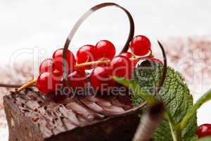 chocolate cake with red currant