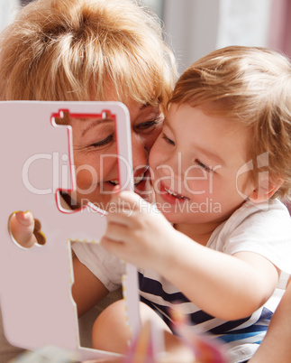 grandmother enjoying the time with her grandson