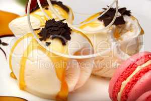gourmet vanilla ice cream with macaroons