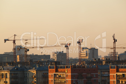 city view at sunset