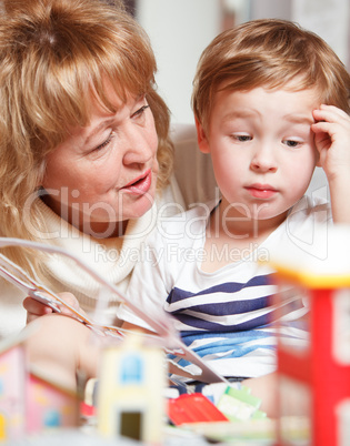 grandma and puzzled boy