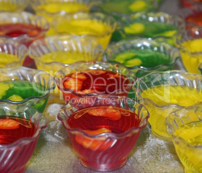 jello desserts in plastic bowls