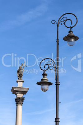 Street lamp and Zygmunt III Vasa.