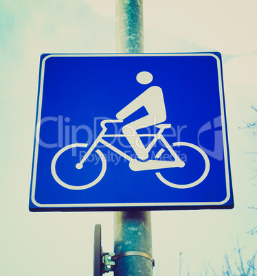 Retro look Bike lane sign