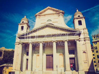 Retro look Santissima Annunziata church in Genoa Italy