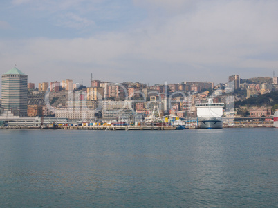 View of Genoa Italy from the sea