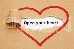 open your heart torn paper