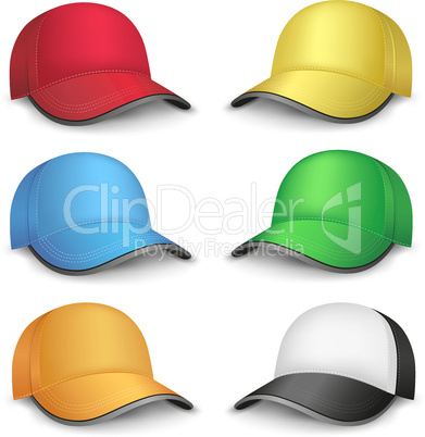 multicolored caps