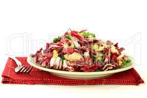 gourmet salad from radicchio, endive and seasonings