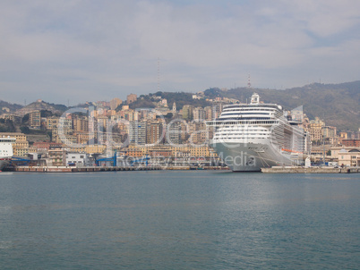 View of Genoa Italy from the sea