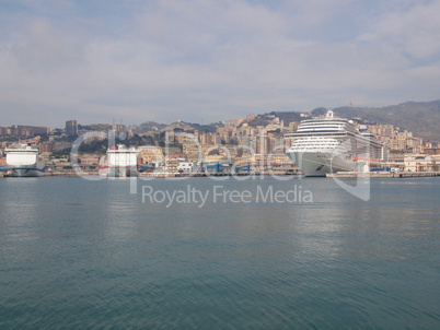 View of Genoa Italy from the sea