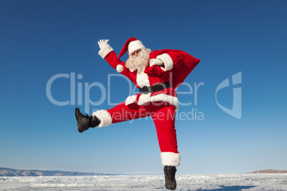 Jumping Santa Claus  outdoors
