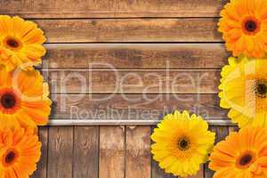 wooden texture and flowers