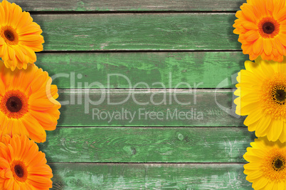 wooden texture and flowers