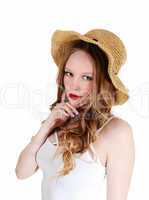 girl with straw hat.