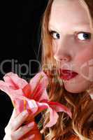 girl with pink lily.