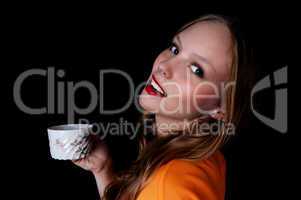 girl with coffee cup.