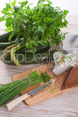 have breakfast curd with chives