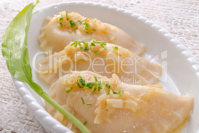 pierogi with wild garlic filling