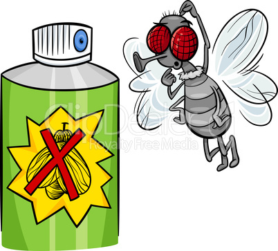 fly and bug spray cartoon illustration