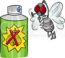 fly and bug spray cartoon illustration