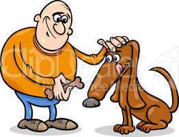 man and dog cartoon illustration
