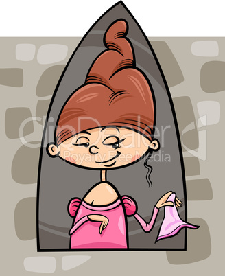 princess in tower cartoon illustration