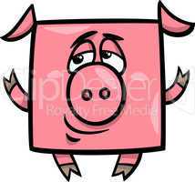 square pig cartoon illustration