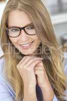 beautiful blond girl woman wearing glasses