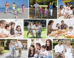 montage happy families parents & children lifestyle