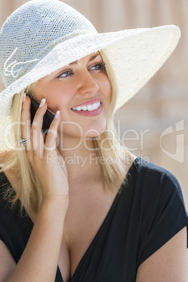 blond girl woman talking on cell phone