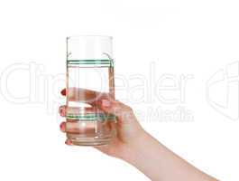 hand with glass of water.