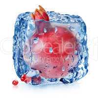 Pomegranate in ice