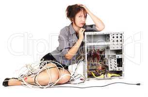 woman computer frustration