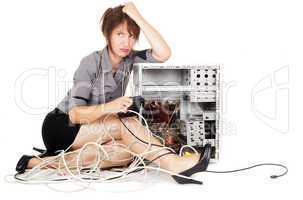woman sulking with computer