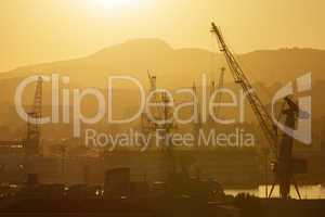 industrial cranes in port