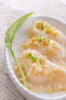 pierogi with wild garlic filling