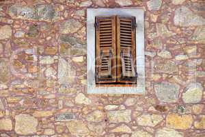 wooden shutter and window