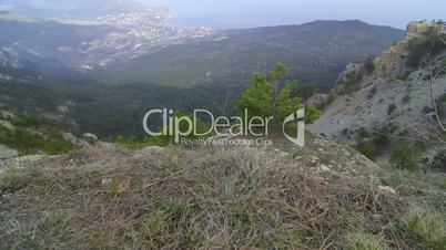 View of the coast and Yalta from the top of Mount Ai-Petri, Crimea