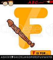letter f with flute cartoon illustration