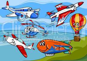 planes aircraft group cartoon illustration