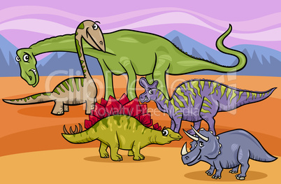 dinosaurs group cartoon illustration