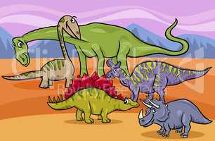 dinosaurs group cartoon illustration