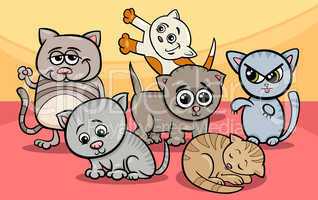 cute kittens group cartoon illustration